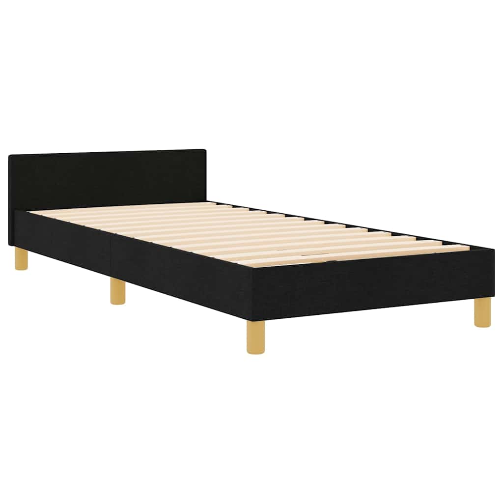 vidaXL Σκελετός Κρεβατιού με κεφαλάρι Μαύρο 90 x 190 cm ύφασμα