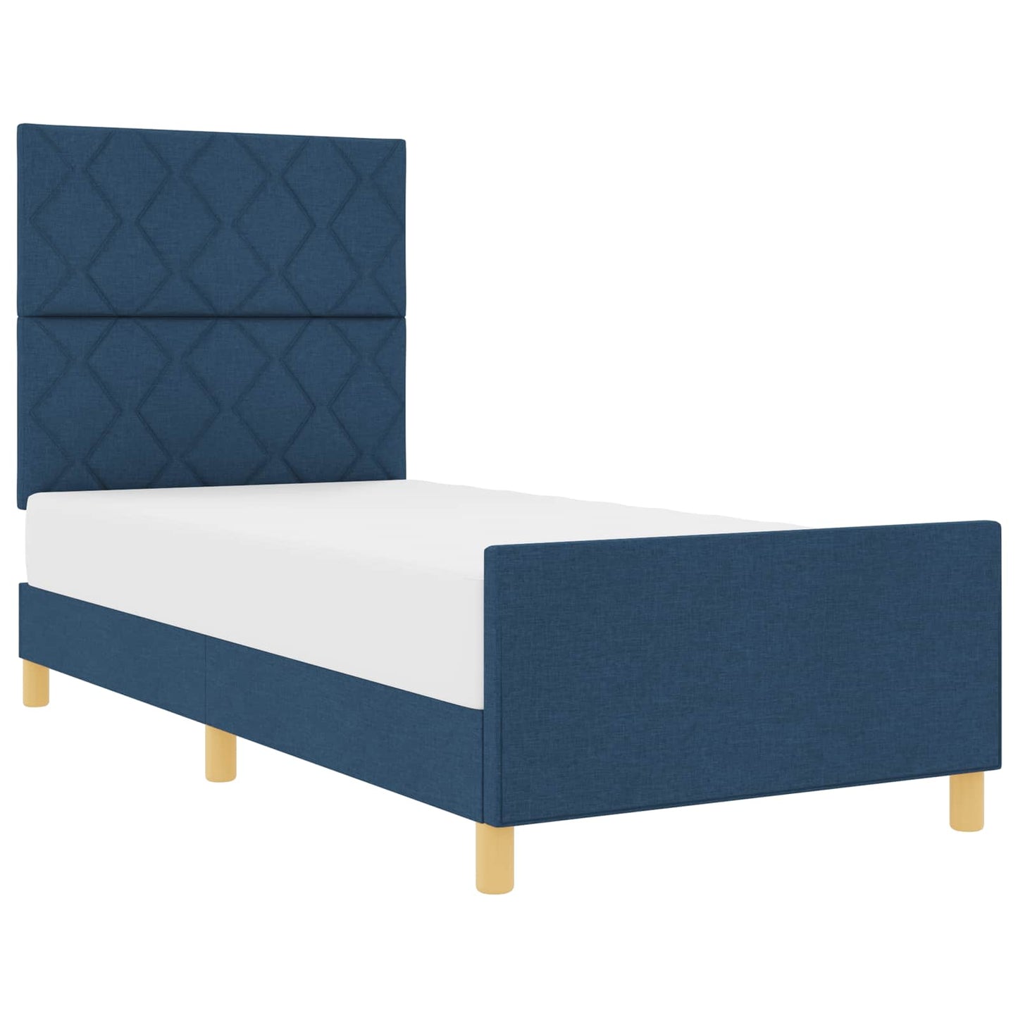 vidaXL Σκελετός Κρεβατιού με κεφαλάρι Μπλε 90 x 190 cm ύφασμα