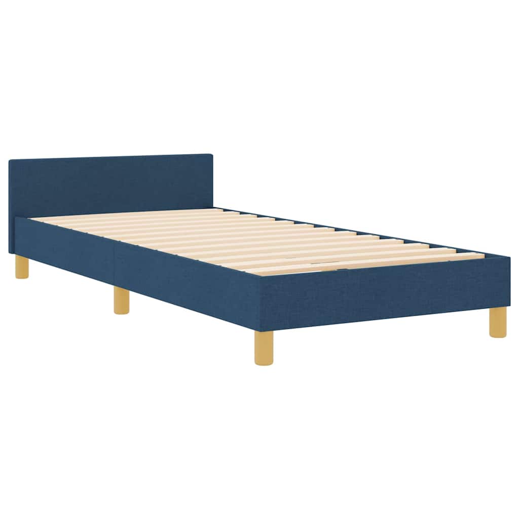 vidaXL Σκελετός Κρεβατιού με κεφαλάρι Μπλε 90 x 190 cm ύφασμα