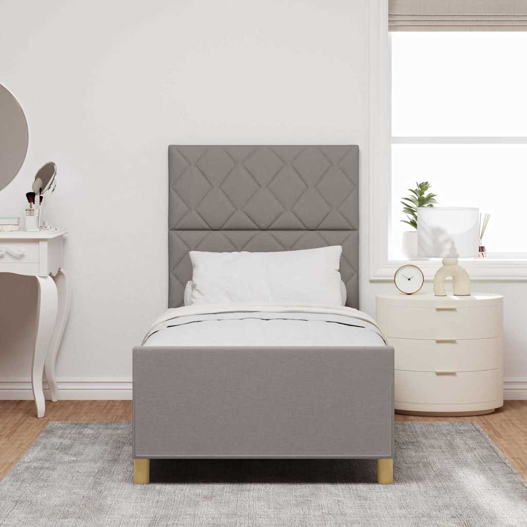 vidaXL Σκελετός Κρεβατιού με κεφαλάρι Taupe 90 x 200 cm ύφασμα