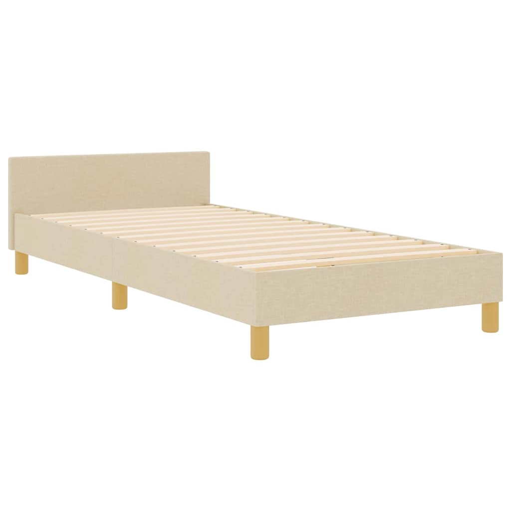 vidaXL Σκελετός Κρεβατιού με κεφαλάρι Κρεμ 90 x 200 cm ύφασμα