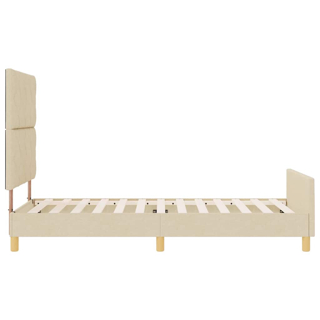 vidaXL Σκελετός Κρεβατιού με κεφαλάρι Κρεμ 100 x 200 cm ύφασμα