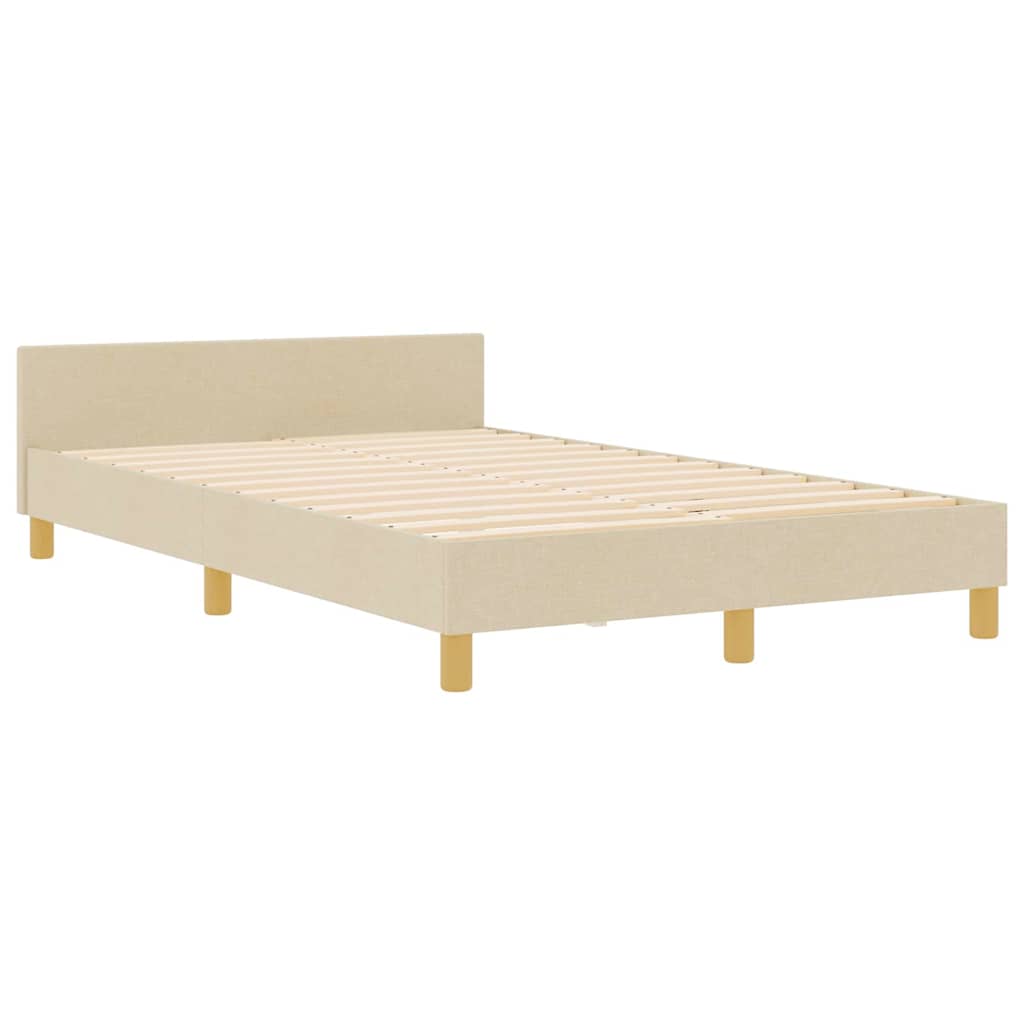 vidaXL Σκελετός Κρεβατιού με κεφαλάρι Κρεμ 120 x 190 cm ύφασμα