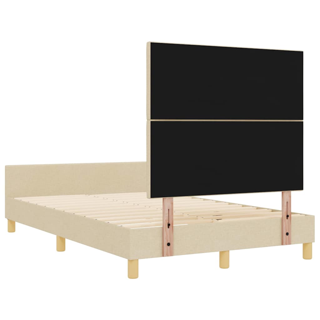 vidaXL Σκελετός Κρεβατιού με κεφαλάρι Κρεμ 120 x 190 cm ύφασμα