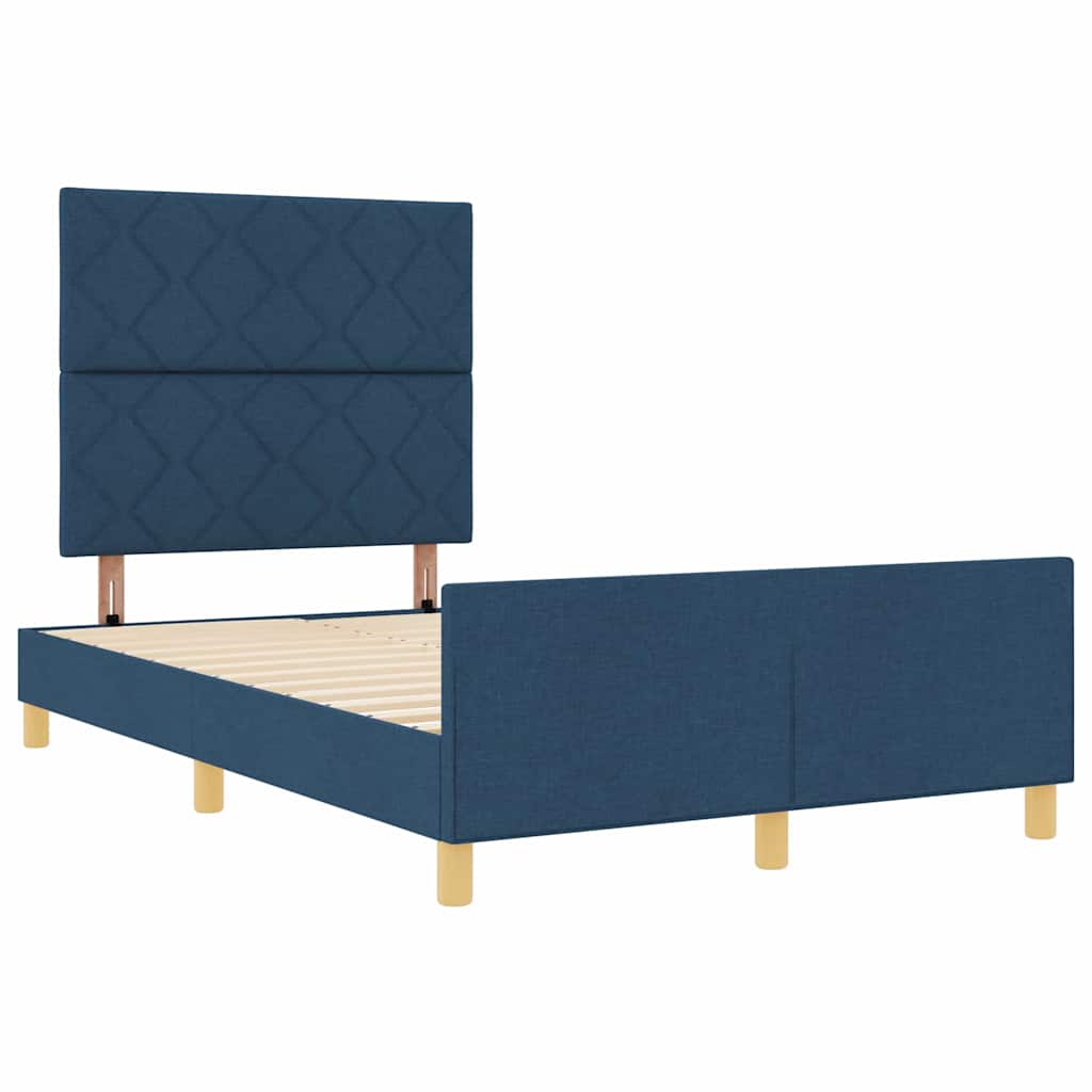 vidaXL Σκελετός Κρεβατιού με κεφαλάρι Μπλε 120 x 190 cm ύφασμα