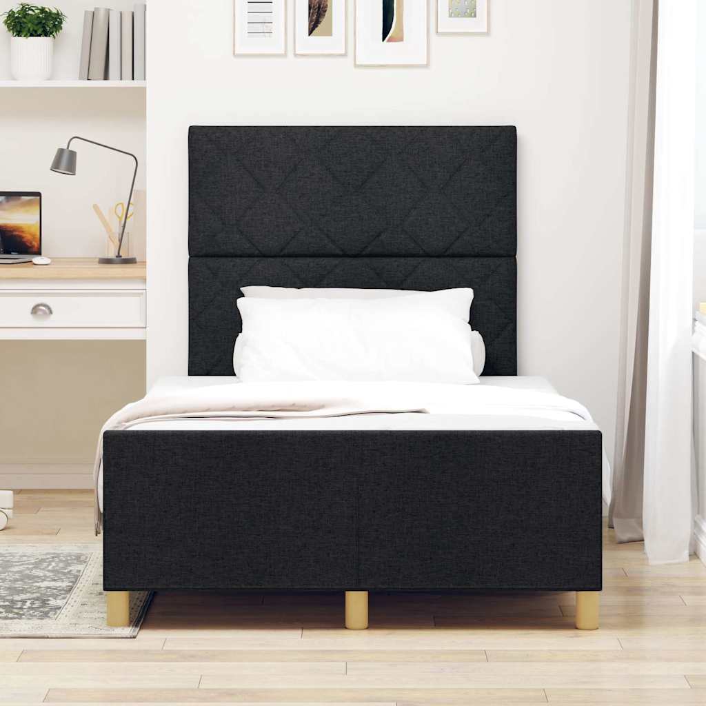 vidaXL Σκελετός Κρεβατιού με κεφαλάρι Μαύρο 120 x 200 cm ύφασμα