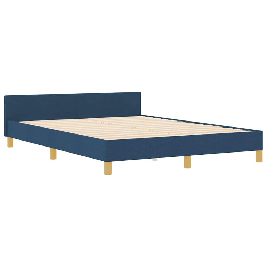vidaXL Σκελετός Κρεβατιού με κεφαλάρι Μπλε 140 x 190 cm ύφασμα