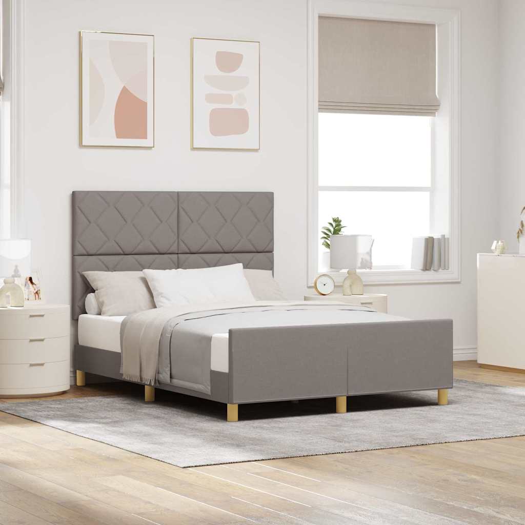 vidaXL Σκελετός Κρεβατιού με κεφαλάρι Taupe 140 x 200 cm ύφασμα