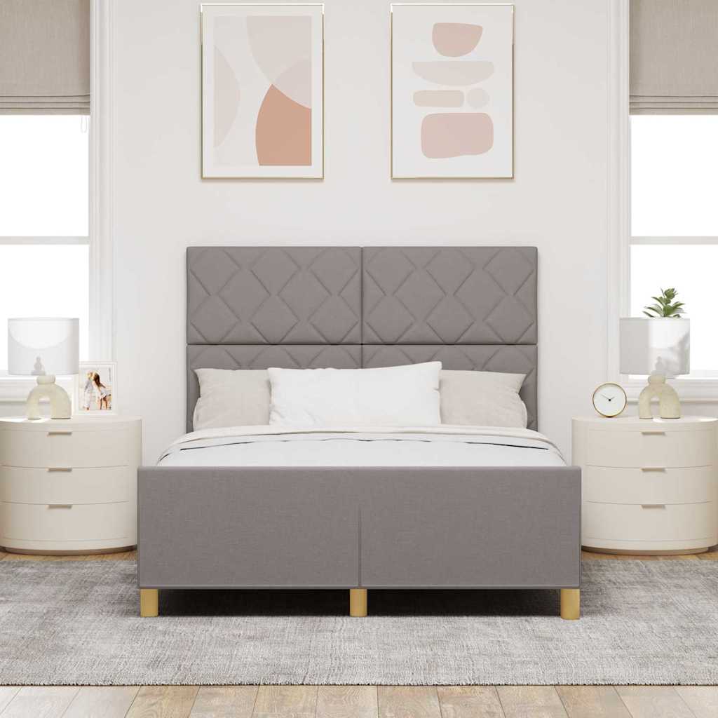 vidaXL Σκελετός Κρεβατιού με κεφαλάρι Taupe 140 x 200 cm ύφασμα