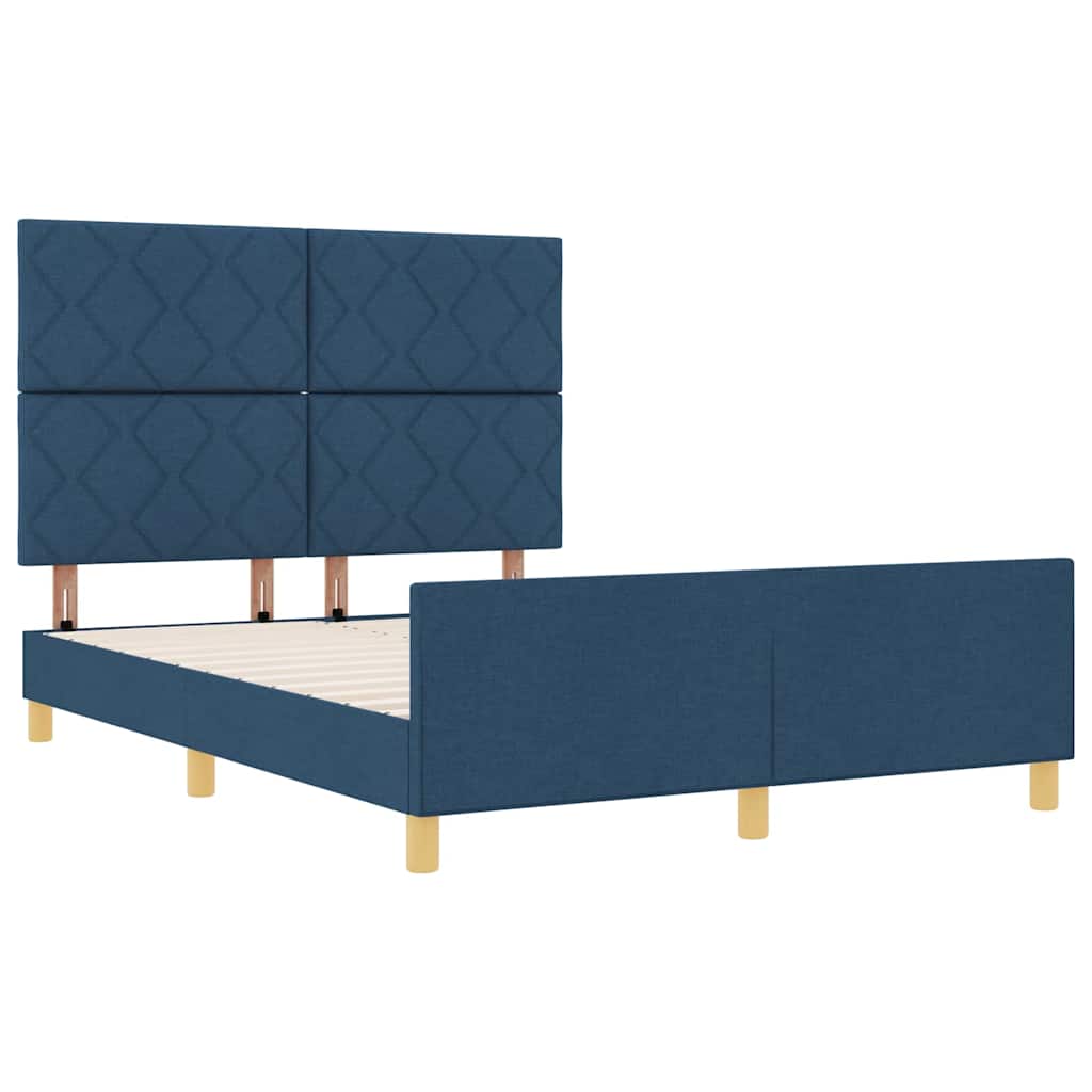 vidaXL Σκελετός Κρεβατιού με κεφαλάρι Μπλε 140 x 200 cm ύφασμα