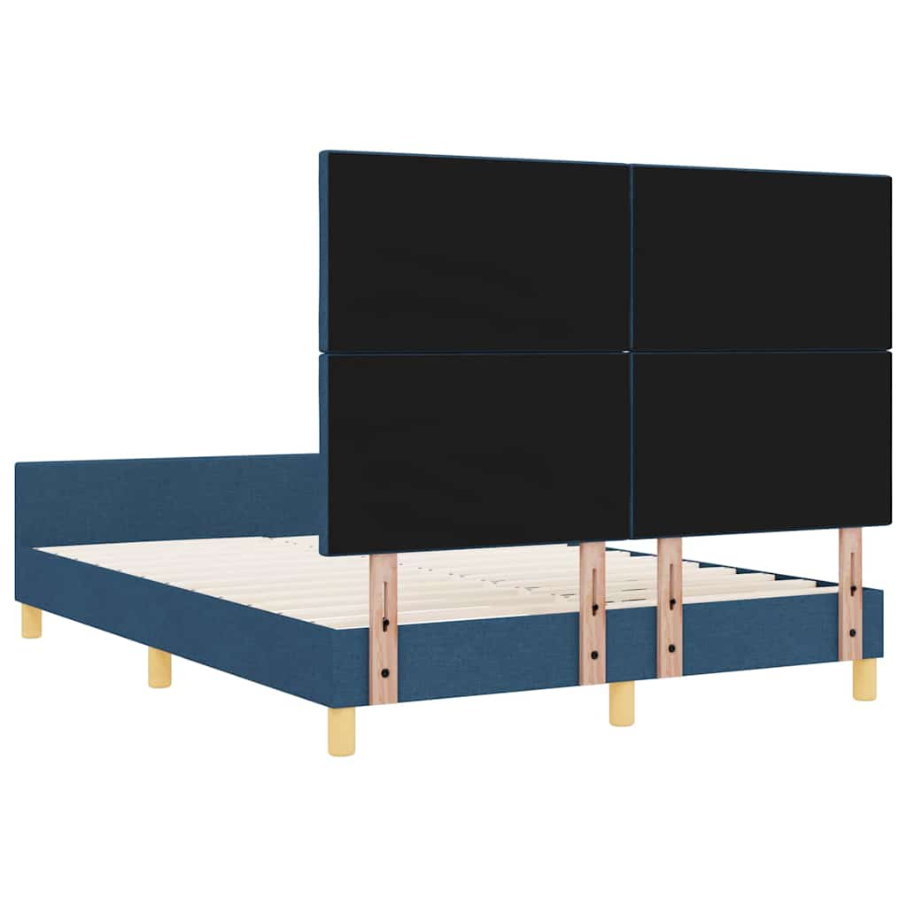 vidaXL Σκελετός Κρεβατιού με κεφαλάρι Μπλε 140 x 200 cm ύφασμα