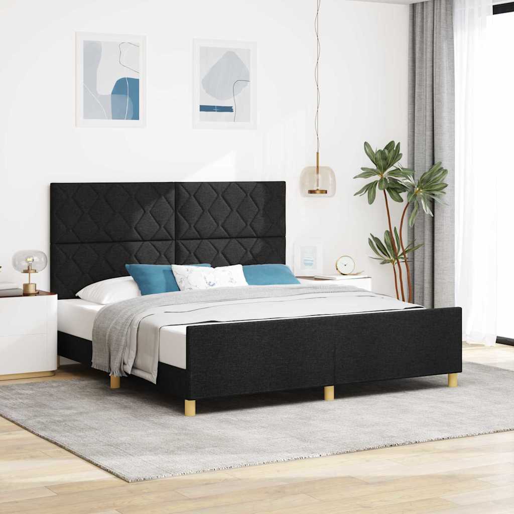 vidaXL Σκελετός Κρεβατιού με κεφαλάρι Μαύρο 180 x 200 cm ύφασμα