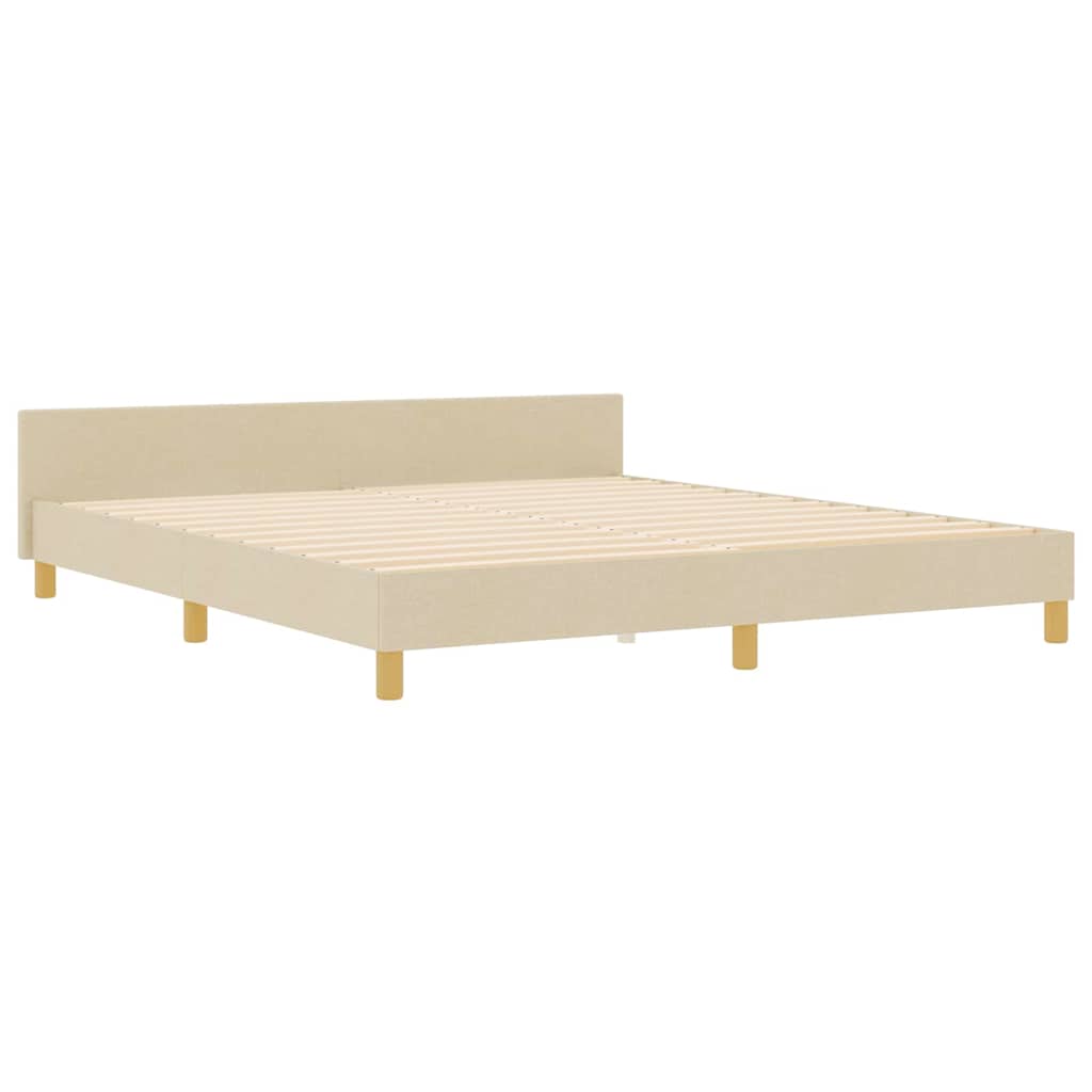 vidaXL Σκελετός Κρεβατιού με κεφαλάρι Κρεμ 180 x 200 cm ύφασμα