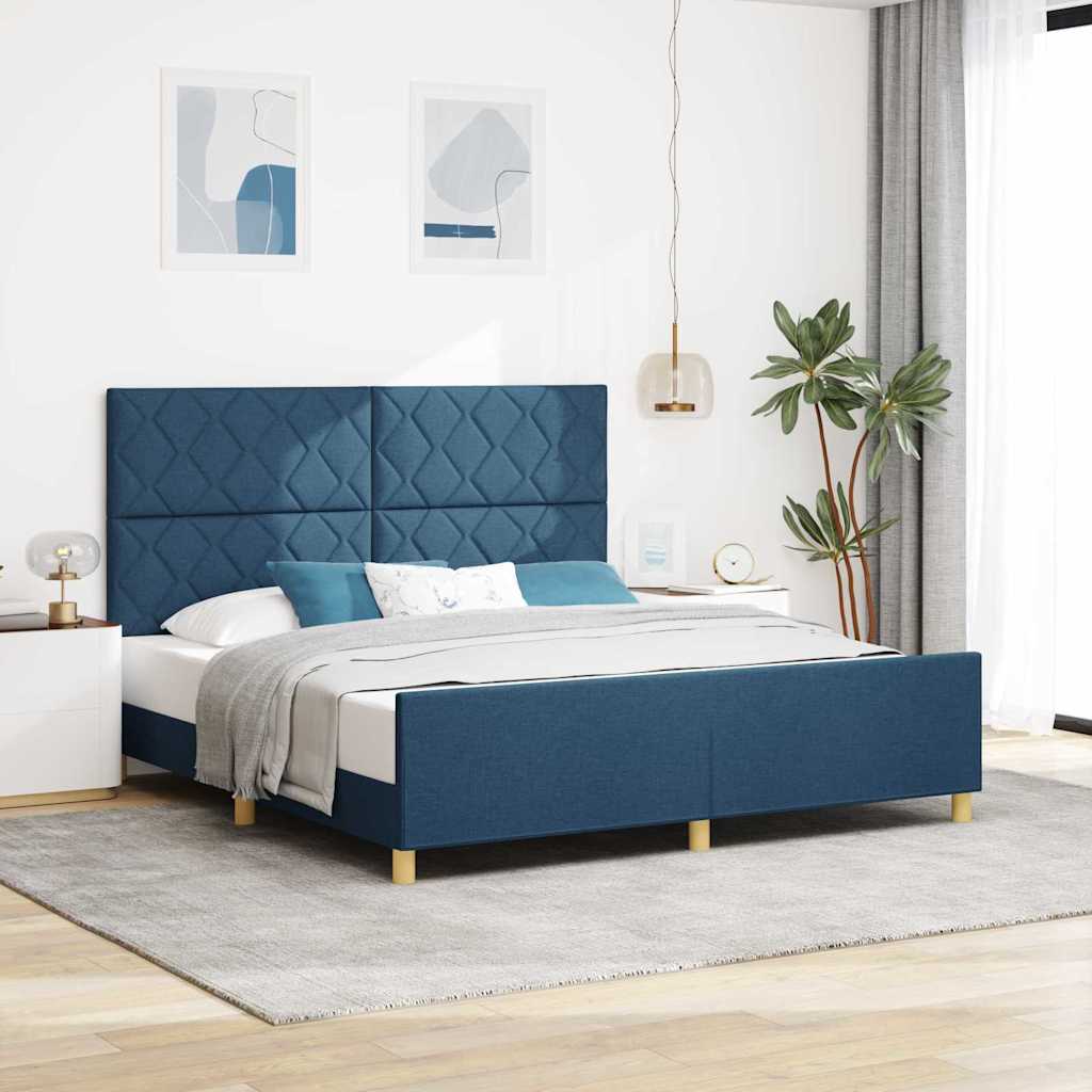 vidaXL Σκελετός Κρεβατιού με κεφαλάρι Μπλε 180 x 200 cm ύφασμα
