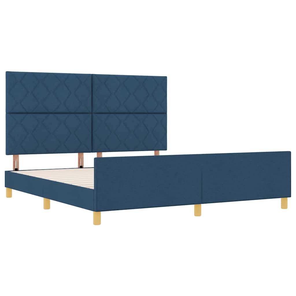 vidaXL Σκελετός Κρεβατιού με κεφαλάρι Μπλε 180 x 200 cm ύφασμα