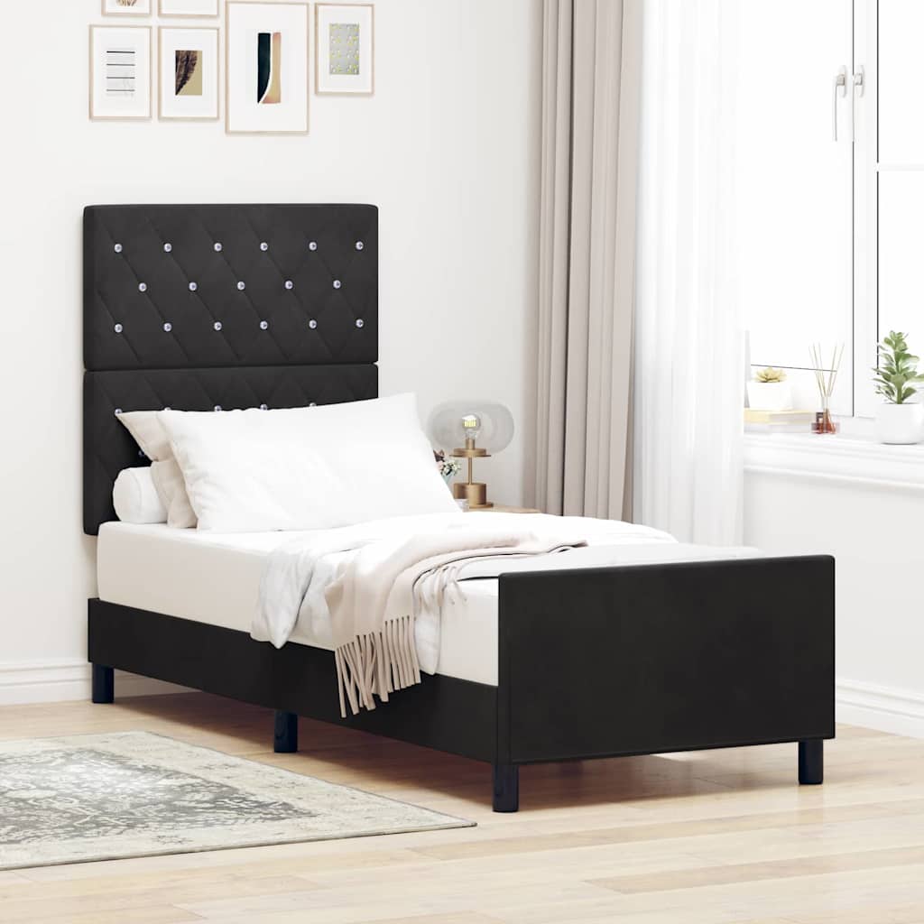 vidaXL Κρεβάτι με ελατήρια με κεφαλάρι Μαύρο 80 x 200 cm Βελούδο