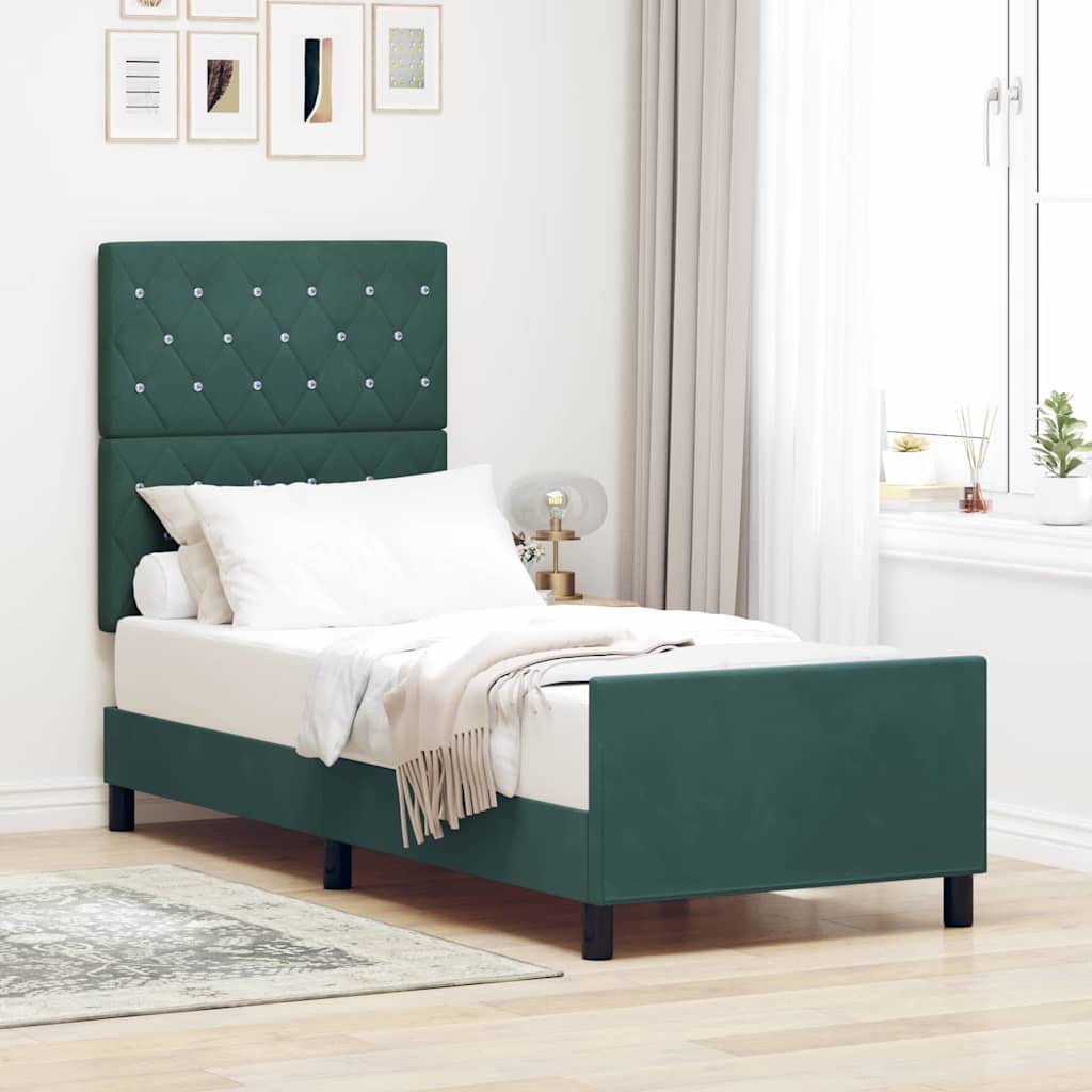 vidaXL Κρεβάτι με ελατήρια Σκούρο Πράσινο 80 x 200 cm Βελούδο