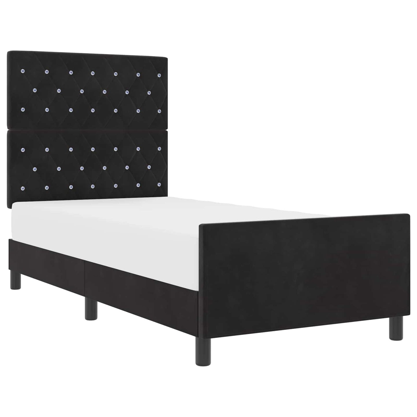 vidaXL Κρεβάτι με ελατήρια με κεφαλάρι Μαύρο 90 x 190 cm Βελούδο