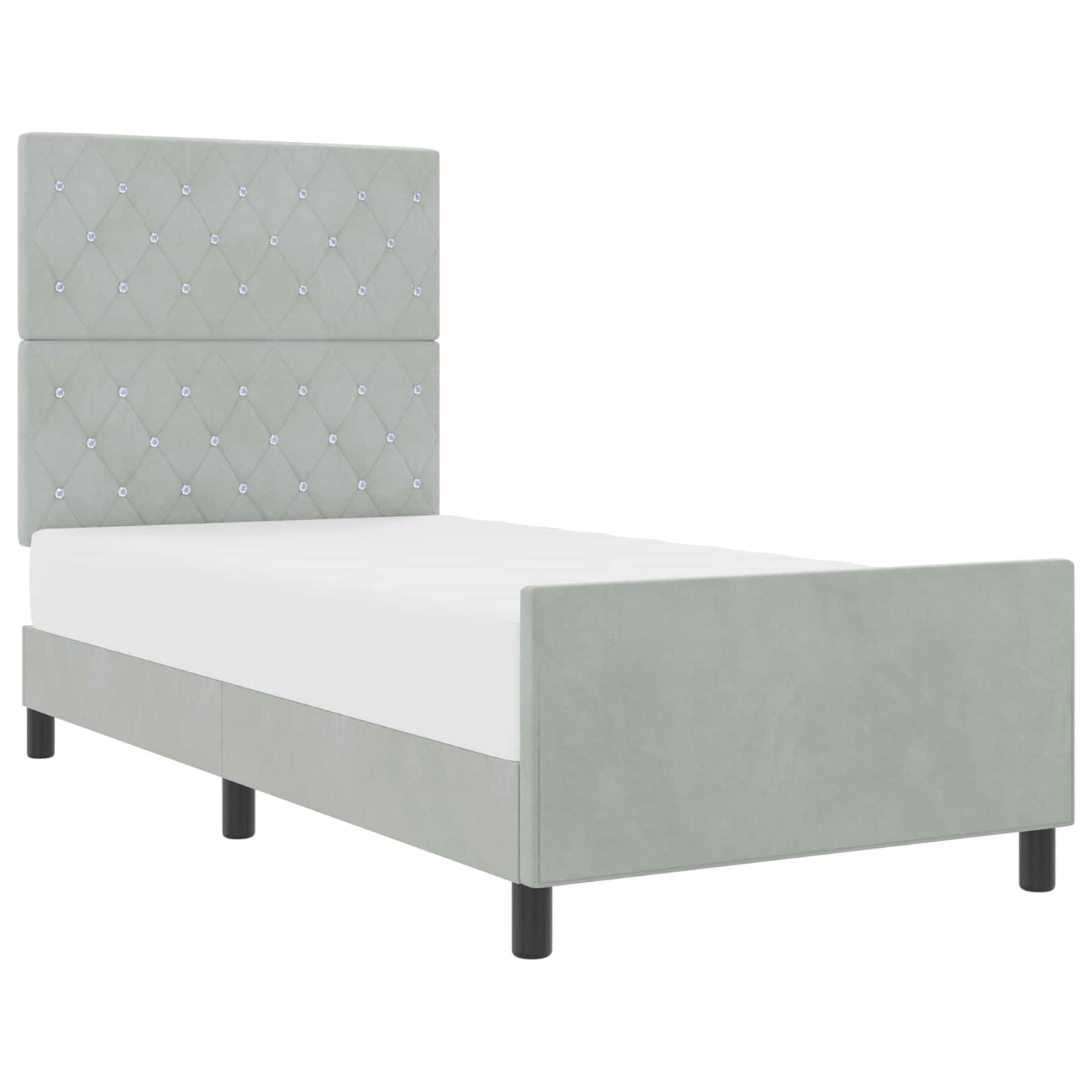 vidaXL Κρεβάτι με ελατήρια Ανοιχτό γκρι 90 x 200 cm Βελούδο