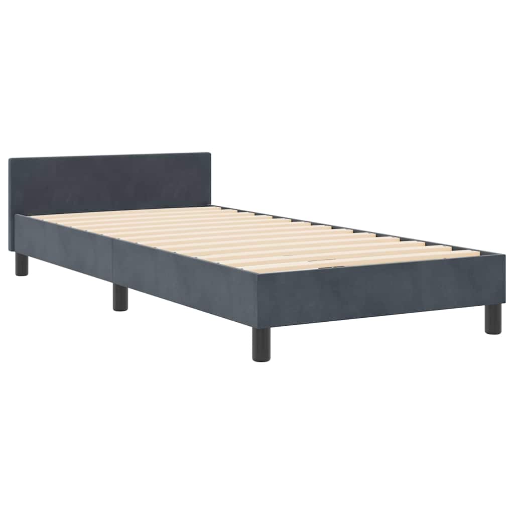 vidaXL Κρεβάτι με ελατήρια Σκούρο γκρι 100 x 200 cm Βελούδο