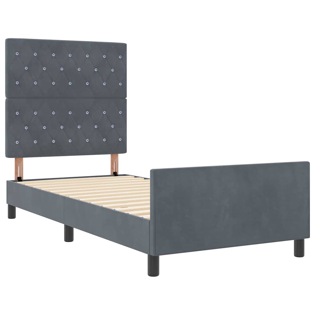 vidaXL Κρεβάτι με ελατήρια Σκούρο γκρι 100 x 200 cm Βελούδο