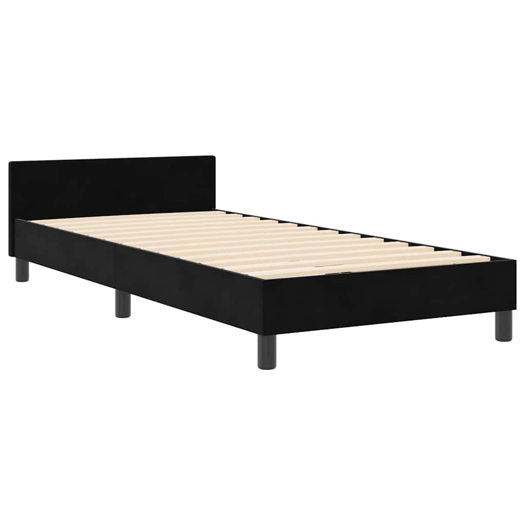 vidaXL Κρεβάτι με ελατήρια με κεφαλάρι Μαύρο 100 x 200 cm Βελούδο