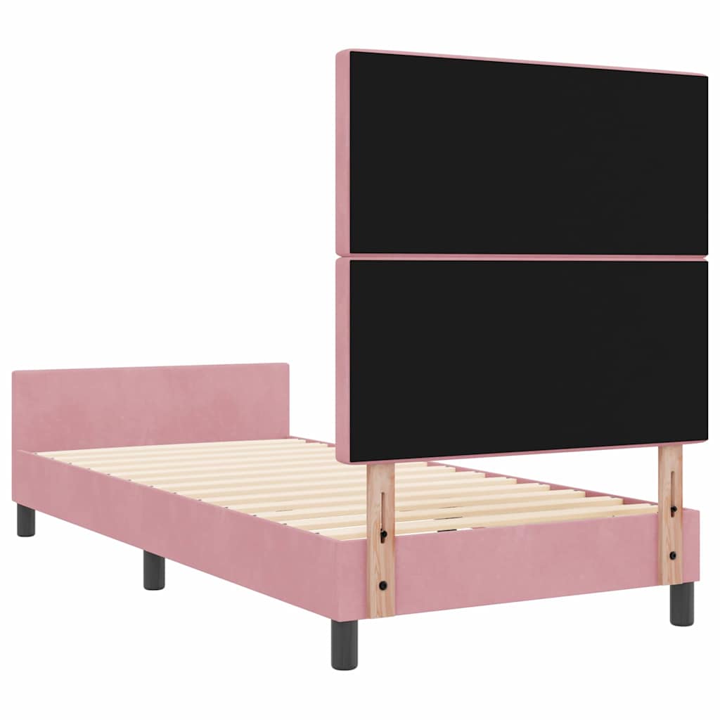 vidaXL Κρεβάτι με ελατήρια με κεφαλάρι Ροζ 100 x 200 cm Βελούδο