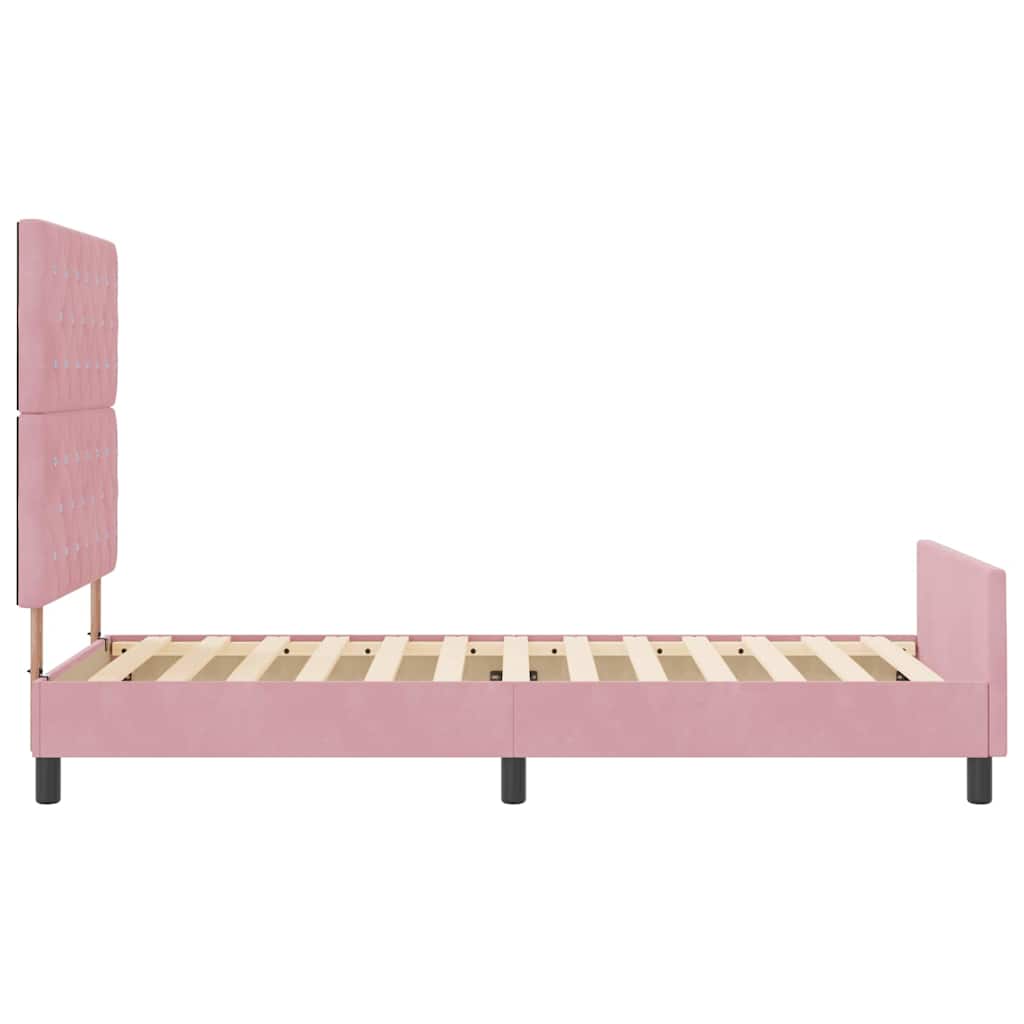 vidaXL Κρεβάτι με ελατήρια με κεφαλάρι Ροζ 100 x 200 cm Βελούδο