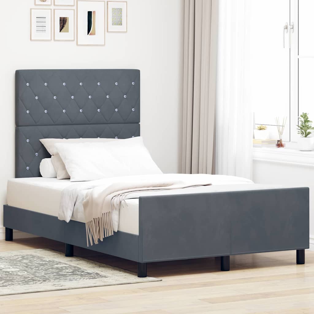 vidaXL Κρεβάτι με ελατήρια Σκούρο γκρι 120 x 200 cm Βελούδο