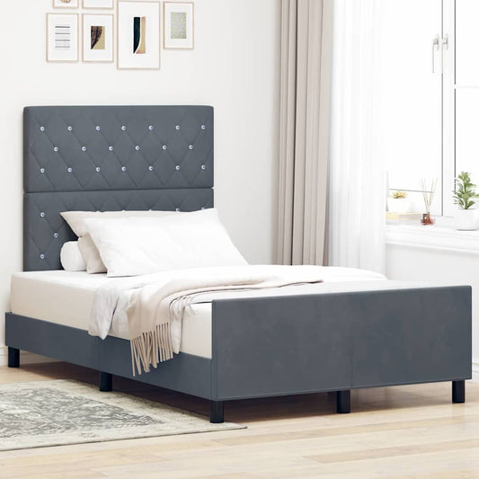 vidaXL Κρεβάτι με ελατήρια Σκούρο γκρι 120 x 200 cm Βελούδο