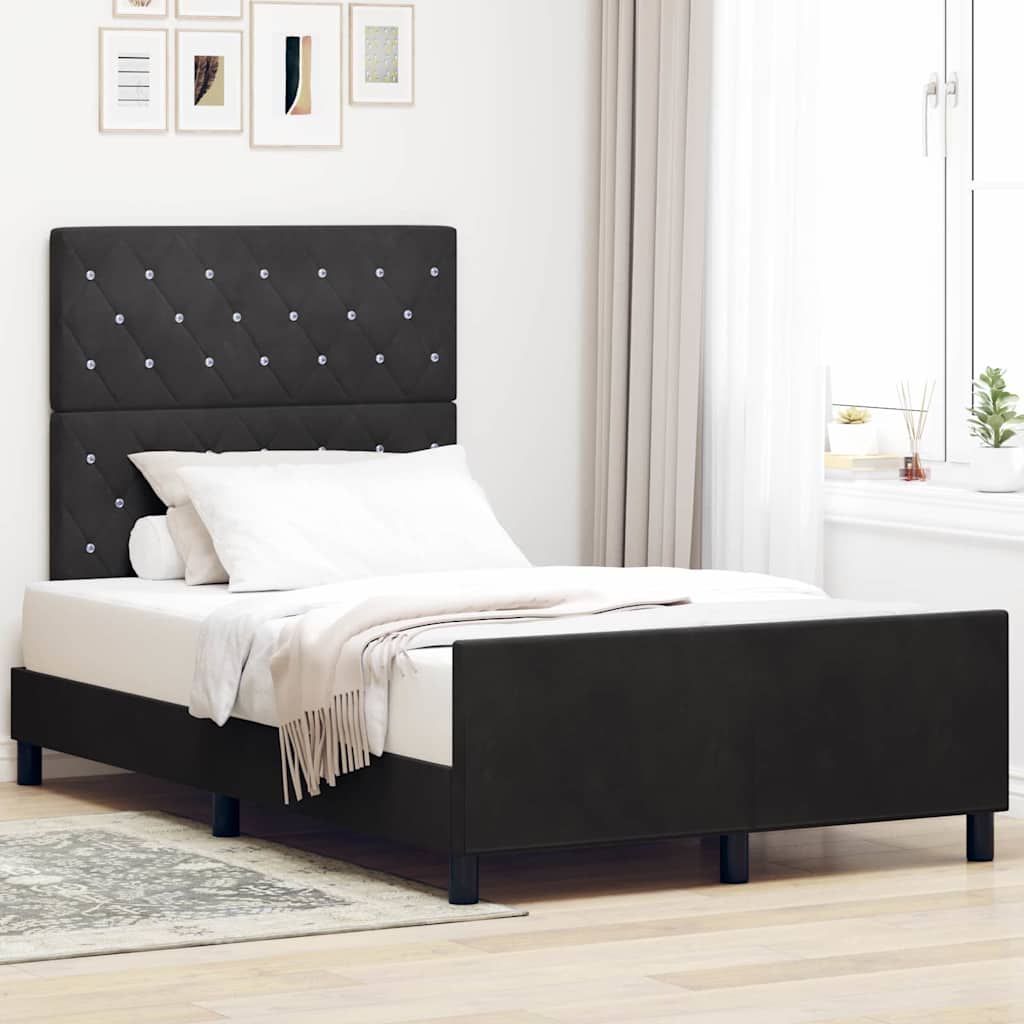 vidaXL Κρεβάτι με ελατήρια με κεφαλάρι Μαύρο 120 x 200 cm Βελούδο