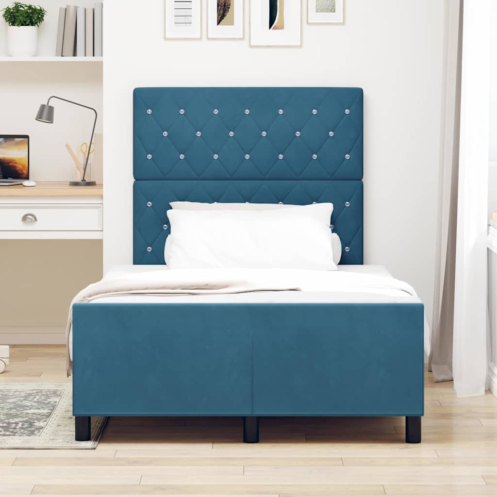 vidaXL Κρεβάτι με ελατήρια Σκούρο Μπλε 120 x 200 cm Βελούδο