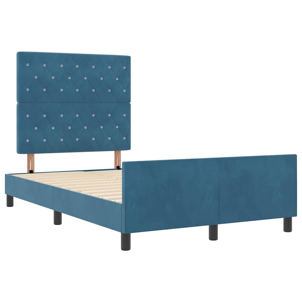 vidaXL Κρεβάτι με ελατήρια Σκούρο Μπλε 120 x 200 cm Βελούδο