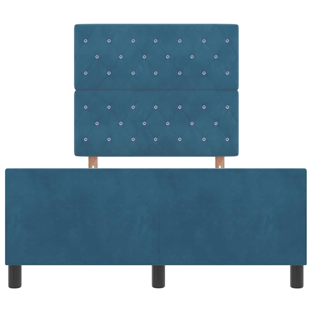 vidaXL Κρεβάτι με ελατήρια Σκούρο Μπλε 120 x 200 cm Βελούδο