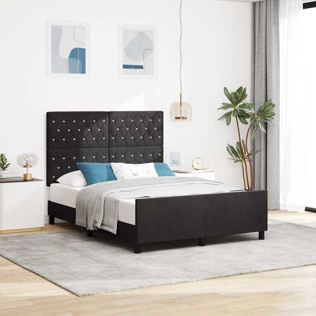 vidaXL Κρεβάτι με ελατήρια με κεφαλάρι Μαύρο 140 x 190 cm Βελούδο