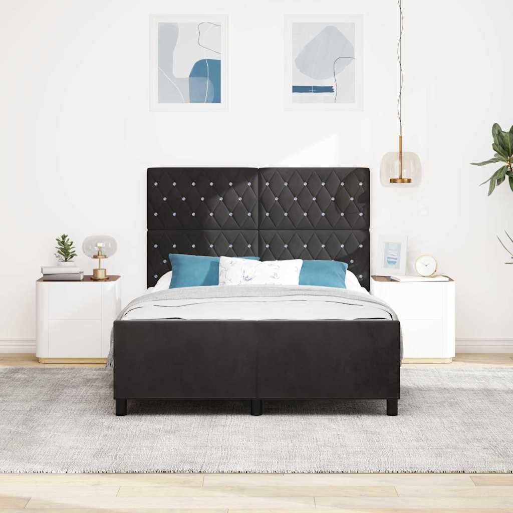 vidaXL Κρεβάτι με ελατήρια με κεφαλάρι Μαύρο 140 x 190 cm Βελούδο
