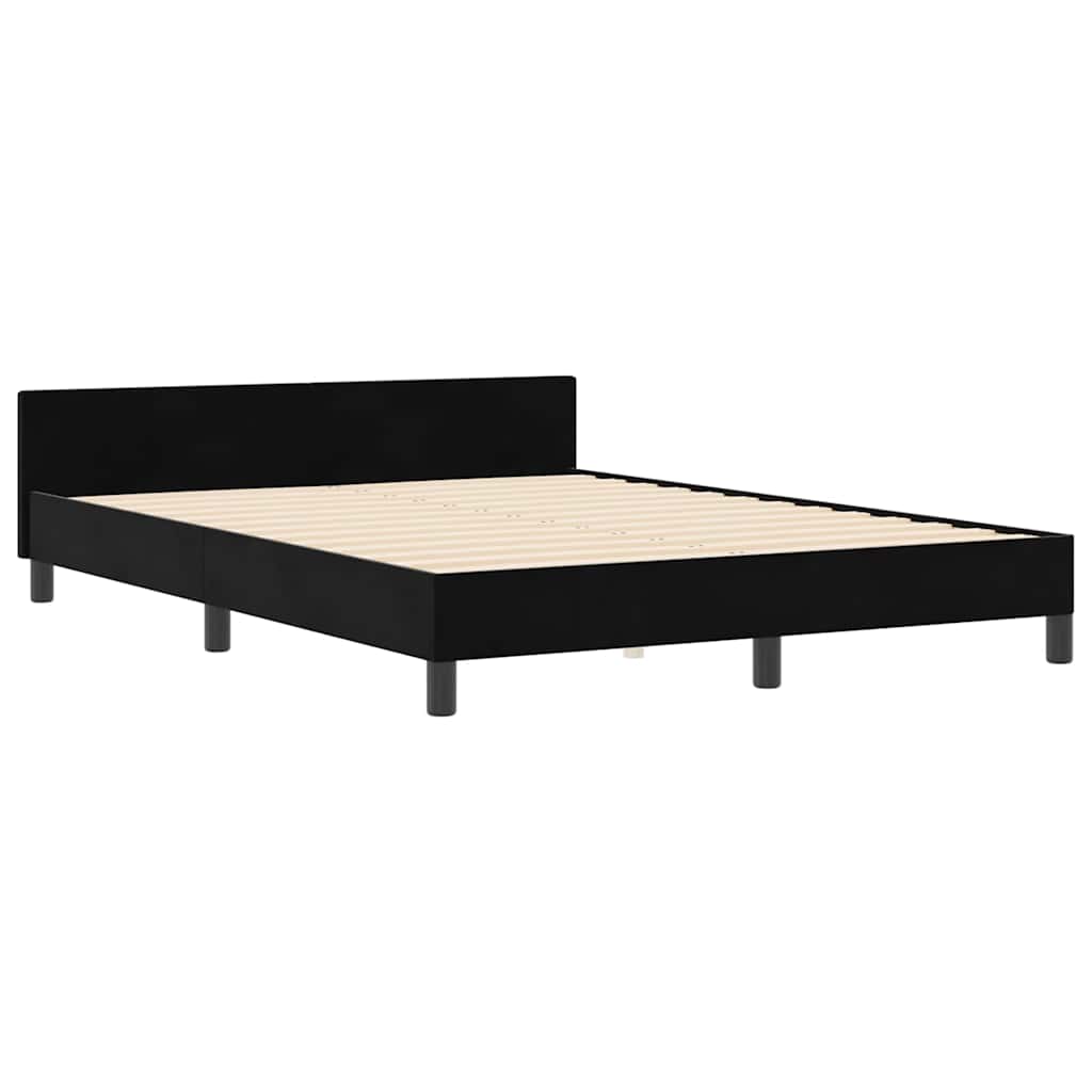 vidaXL Κρεβάτι με ελατήρια με κεφαλάρι Μαύρο 140 x 190 cm Βελούδο