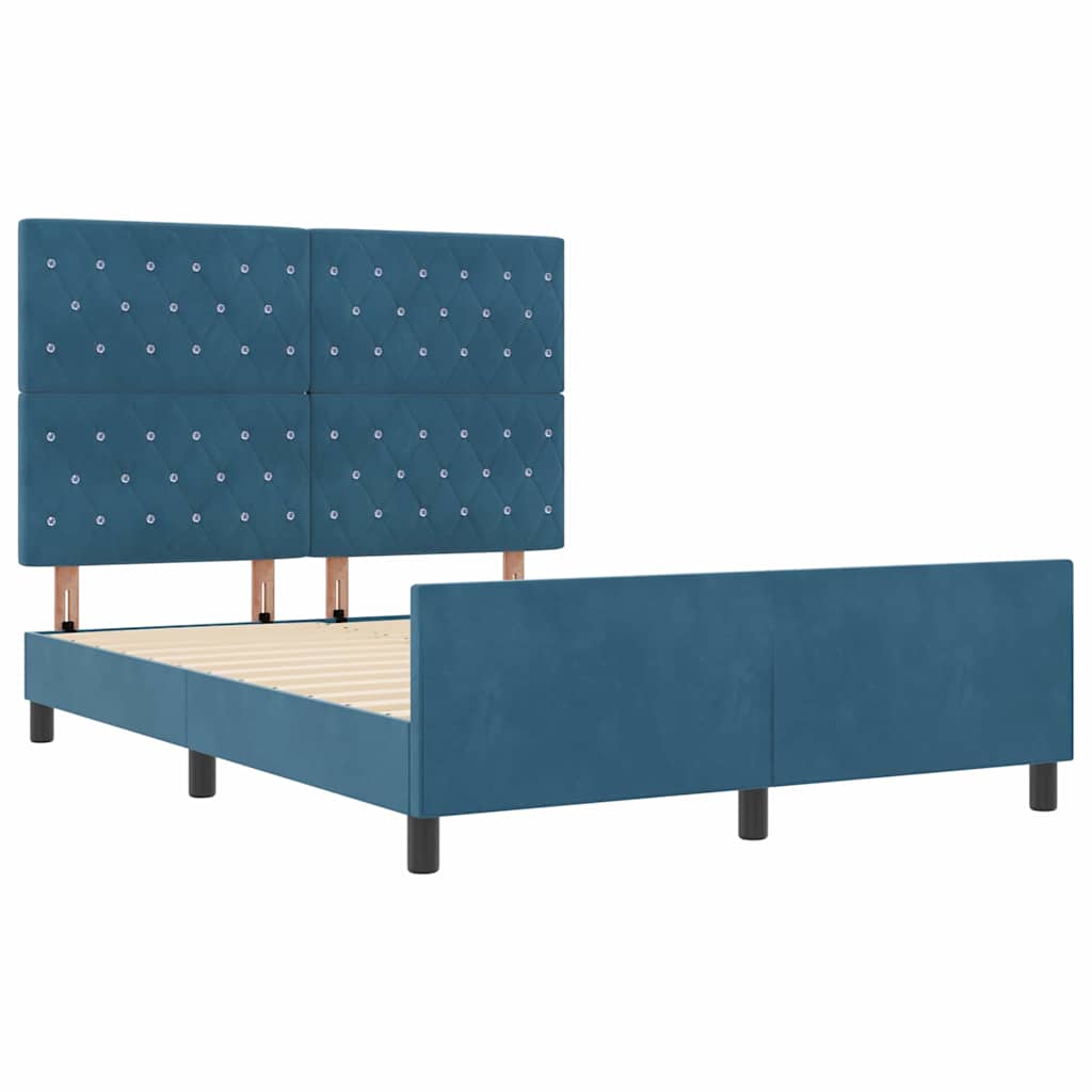 vidaXL Κρεβάτι με ελατήρια Σκούρο Μπλε 140 x 190 cm Βελούδο