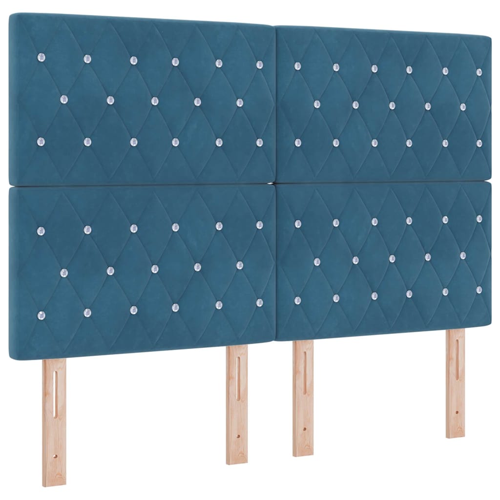 vidaXL Κρεβάτι με ελατήρια Σκούρο Μπλε 140 x 190 cm Βελούδο