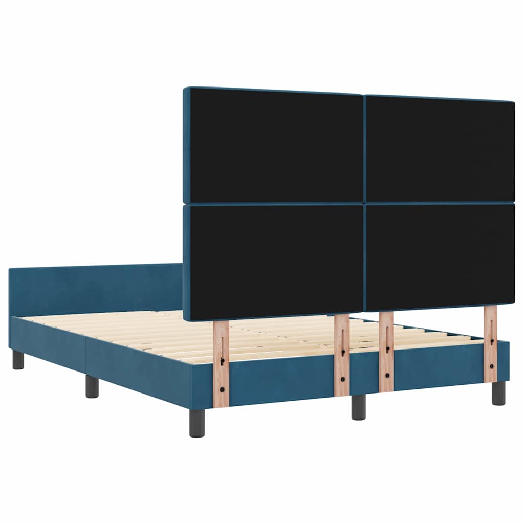 vidaXL Κρεβάτι με ελατήρια Σκούρο Μπλε 140 x 200 cm Βελούδο