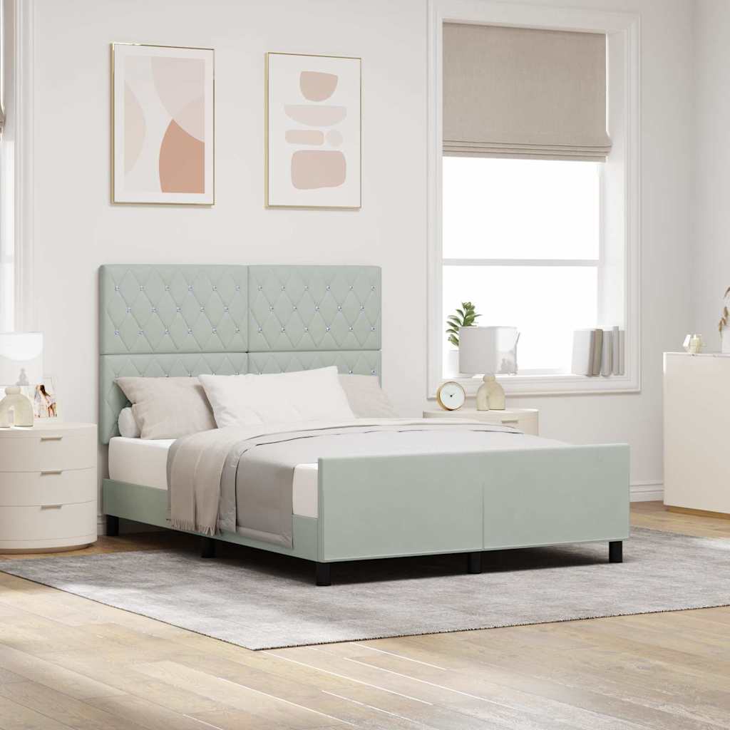 vidaXL Κρεβάτι με ελατήρια Ανοιχτό γκρι 160 x 200 cm Βελούδο