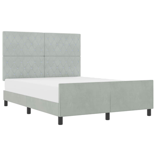 vidaXL Κρεβάτι με ελατήρια Ανοιχτό γκρι 160 x 200 cm Βελούδο