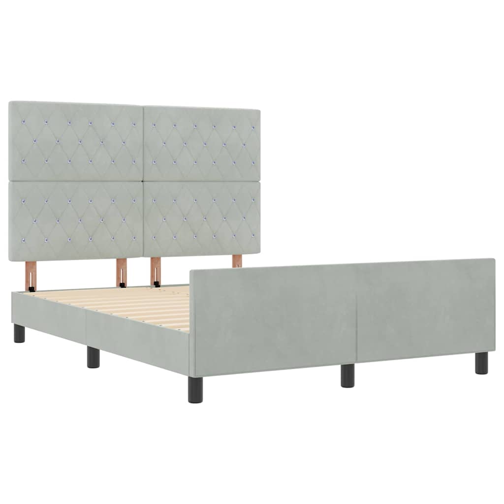 vidaXL Κρεβάτι με ελατήρια Ανοιχτό γκρι 160 x 200 cm Βελούδο