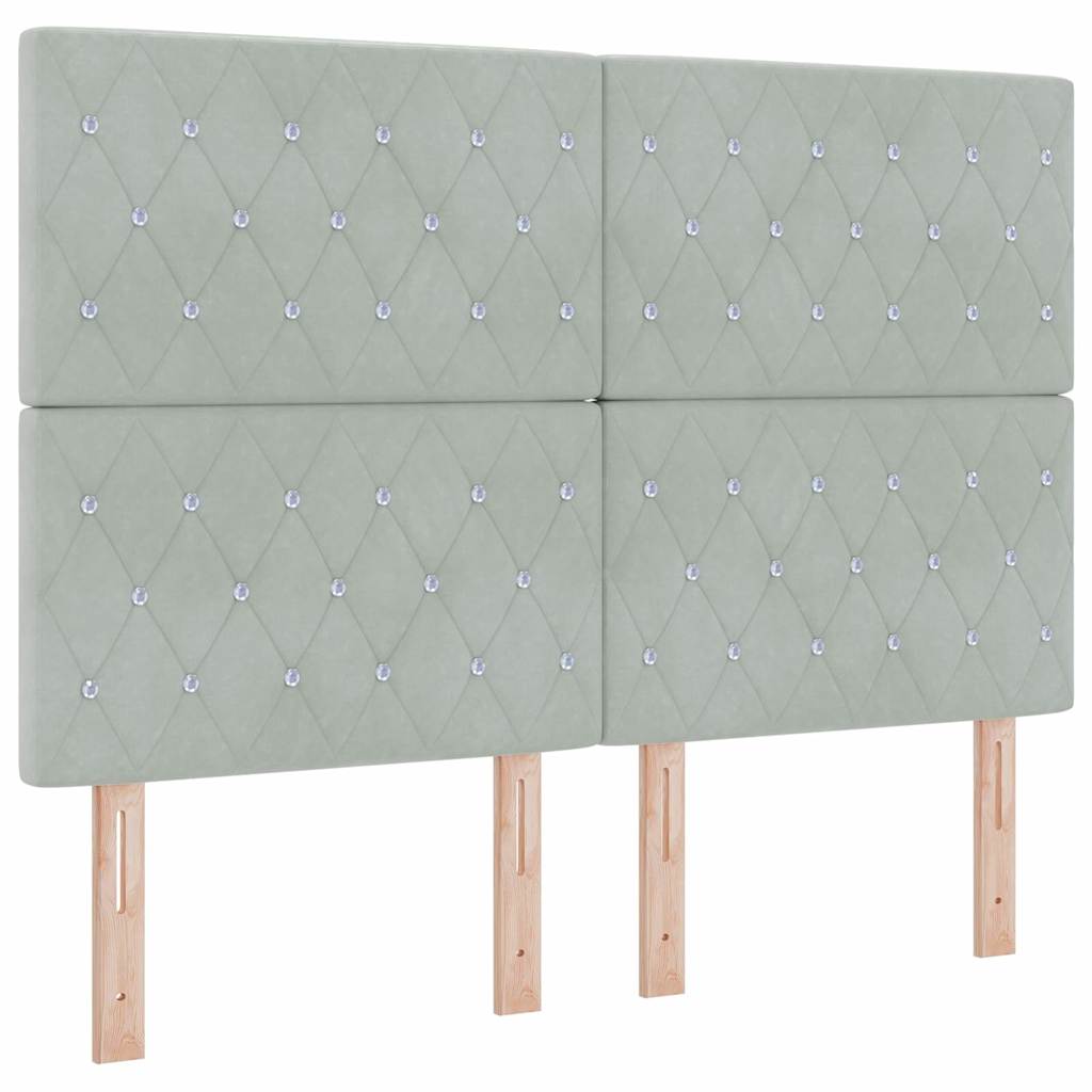 vidaXL Κρεβάτι με ελατήρια Ανοιχτό γκρι 160 x 200 cm Βελούδο