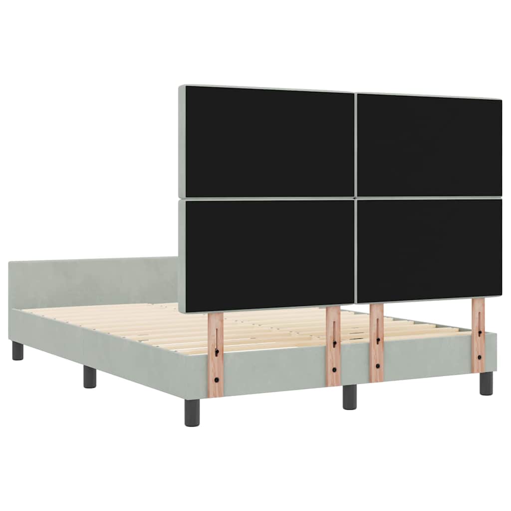 vidaXL Κρεβάτι με ελατήρια Ανοιχτό γκρι 160 x 200 cm Βελούδο