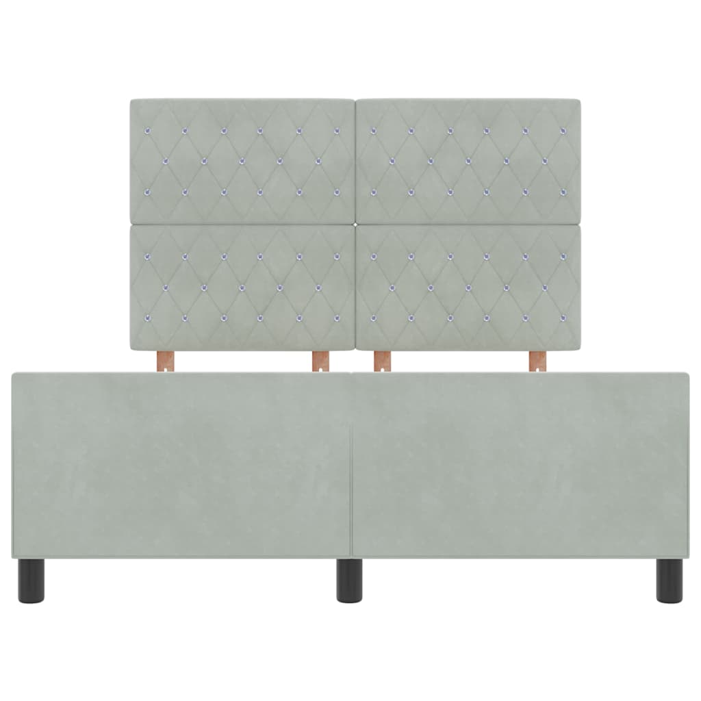 vidaXL Κρεβάτι με ελατήρια Ανοιχτό γκρι 160 x 200 cm Βελούδο
