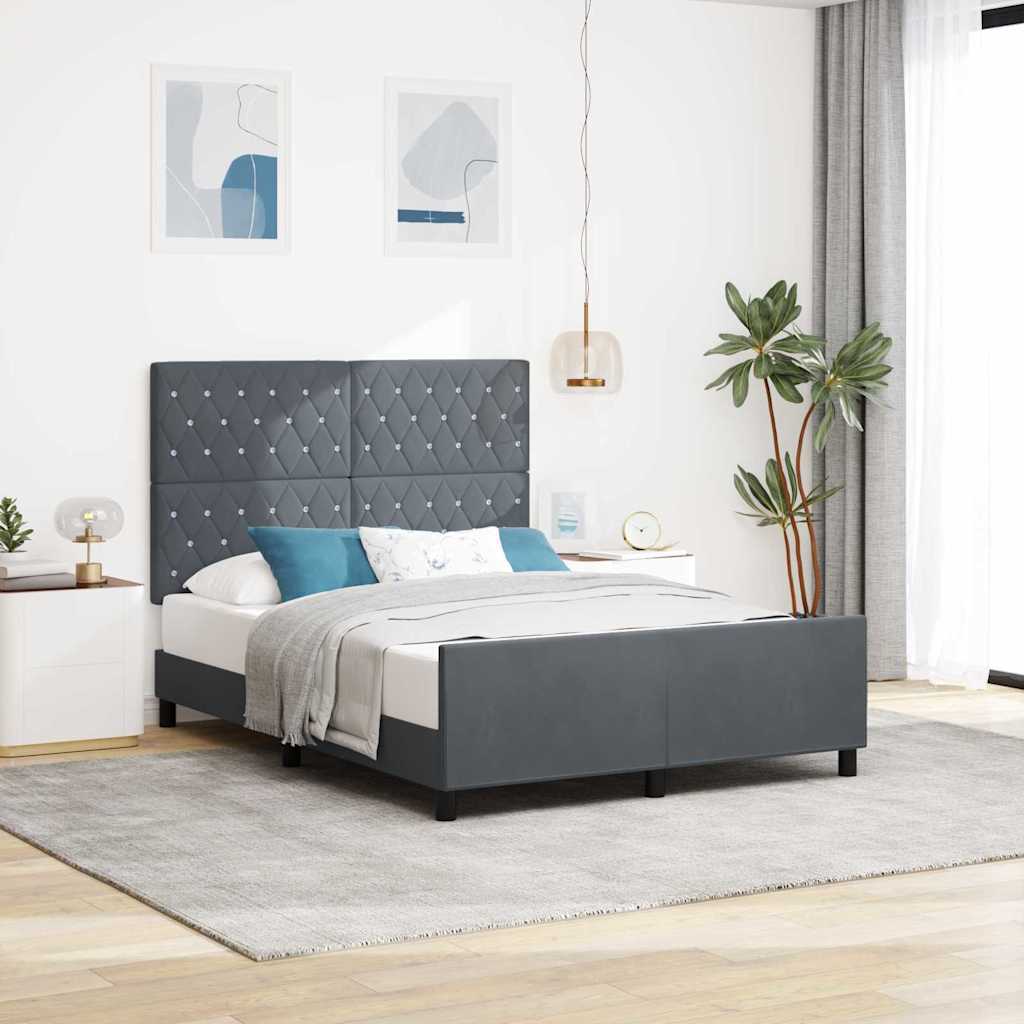 vidaXL Κρεβάτι με ελατήρια Σκούρο γκρι 160 x 200 cm Βελούδο