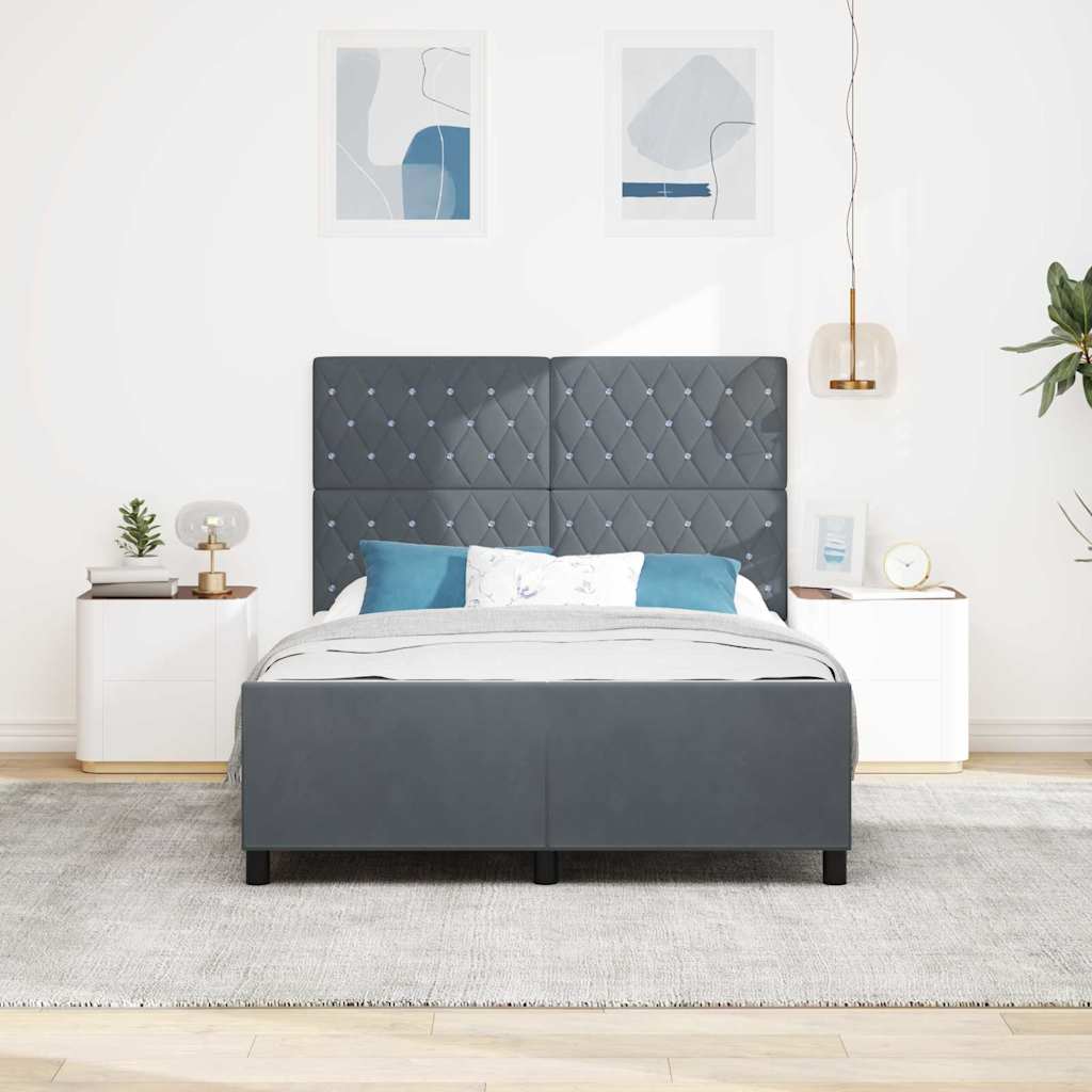 vidaXL Κρεβάτι με ελατήρια Σκούρο γκρι 160 x 200 cm Βελούδο