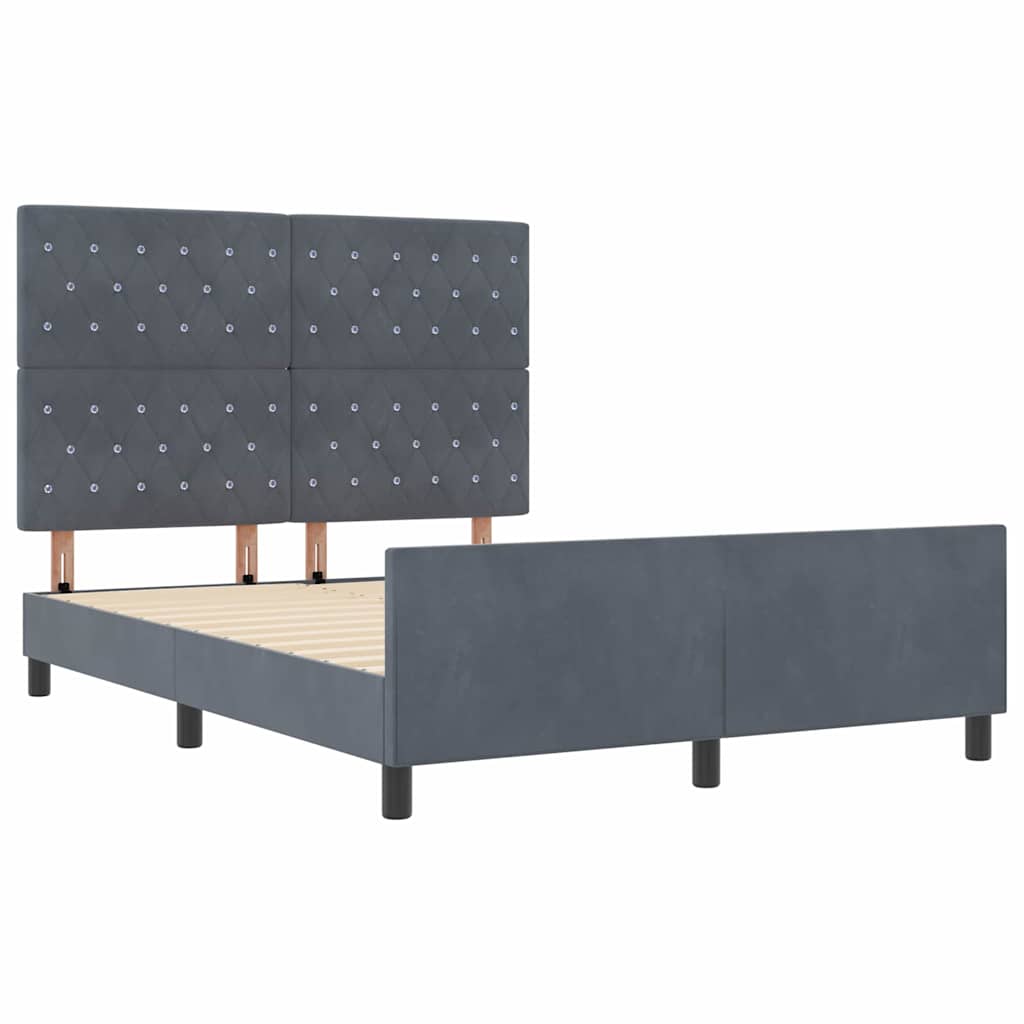 vidaXL Κρεβάτι με ελατήρια Σκούρο γκρι 160 x 200 cm Βελούδο