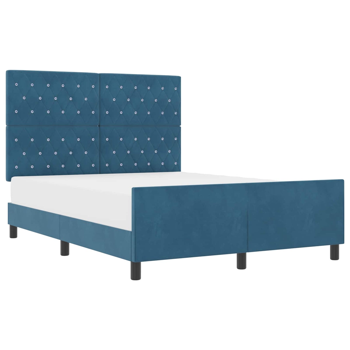 vidaXL Κρεβάτι με ελατήρια Σκούρο Μπλε 160 x 200 cm Βελούδο